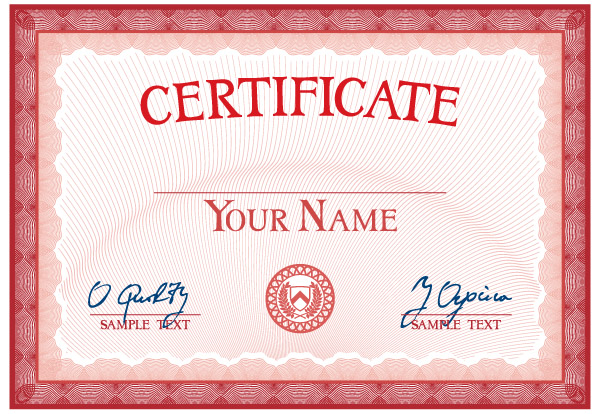 free vector Certificate of commendation vector
